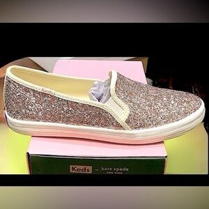 Kate Spade Double Decker Glitter Sneakers Size (5) (6-6.5) RUNS BIG